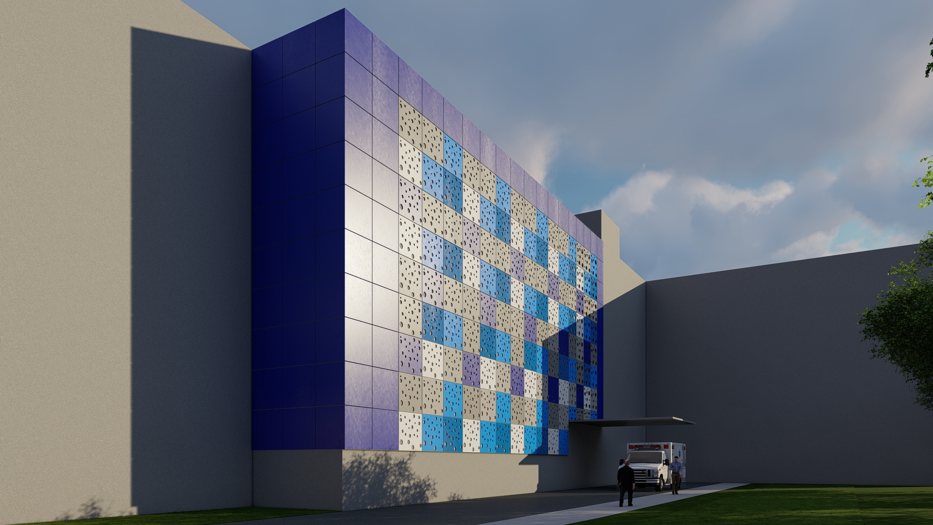 Diseño arquitectónico de la fachada del Hospital Universitario de Santander, 2024